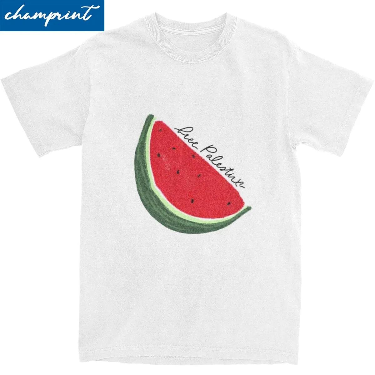 Palestine Watermelon T Shirt Men Cotton Tops Shirts Casual Palestinian Round Neck Short Sleeve