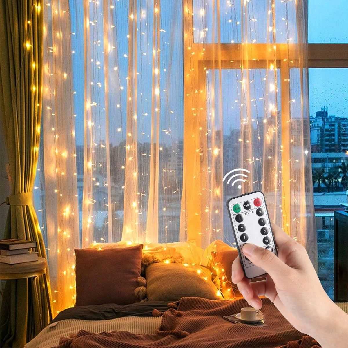 3M LED Curtain Garland Light String Remote Control USB Fairy Lamp Rustic Wedding Christmas Ramadan Decoration 2025 Eid Mubarak