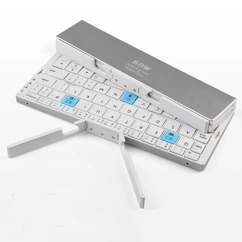 MINI FOLDING BLUETOOTH KEYBOARD WIRELESS KEYPAD SUPPORT3 DEVICES WITH STAND RECHARGEABLE FOLDABLE KEYBOARD FOR PHONE TABLET