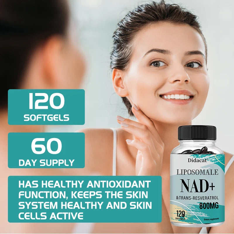 Liposomal NAD+ with Trans-Resveratrol Supplement - High Dose 800mg for Optimal Absorption - Supports Heart, Cell & Muscle Health