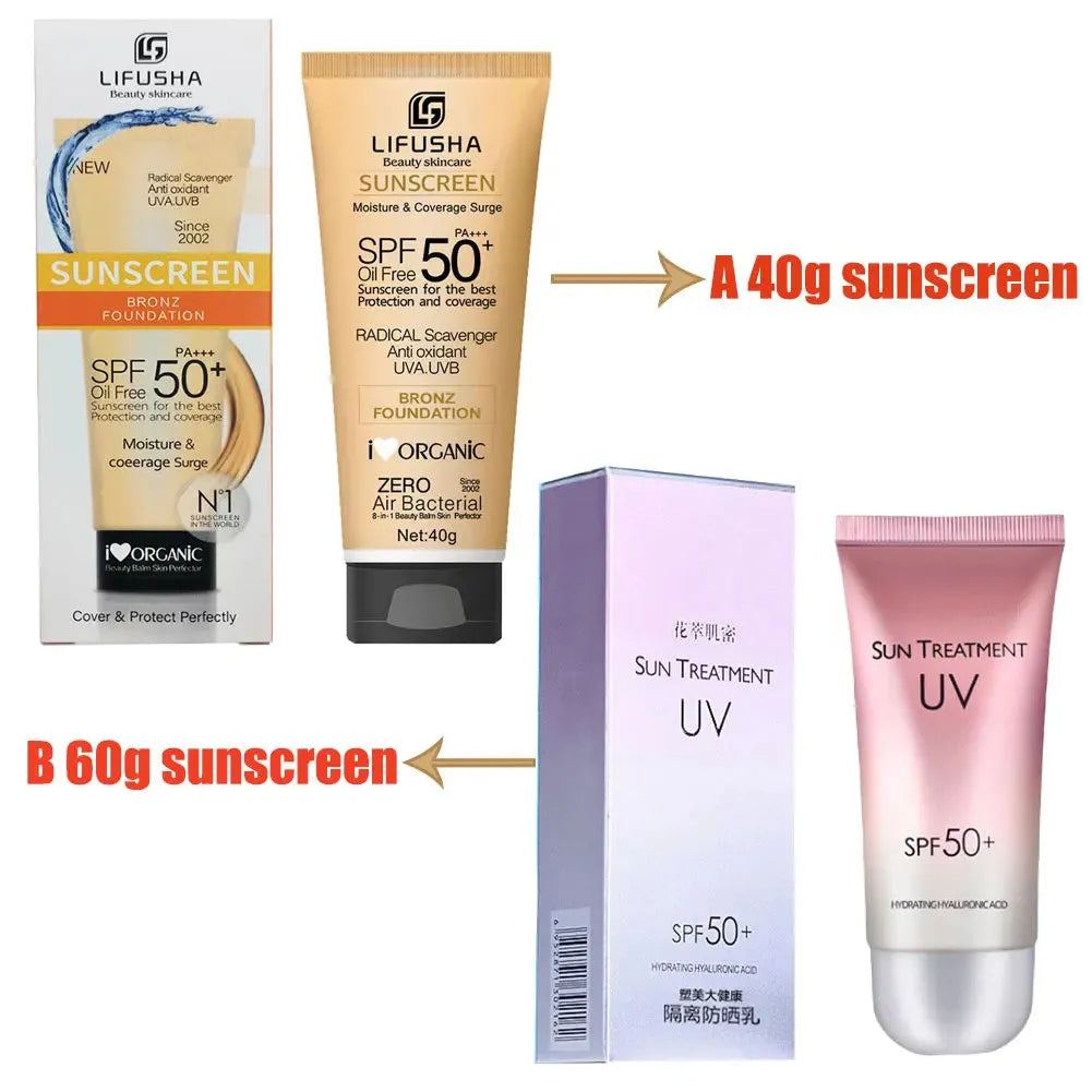 Sunscreen UV Isolate Moisturize Whitening Skin Care Ultraviolet SPF 50+,Makeup Lightweight Formula Sunscreen Cream