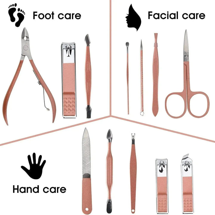 Nail Clipper Set Stainless Steel 12-piece Black Nail Clipper Nail Tool Set Nail Clipper Complete Nail Tool Pedicure to Remove De