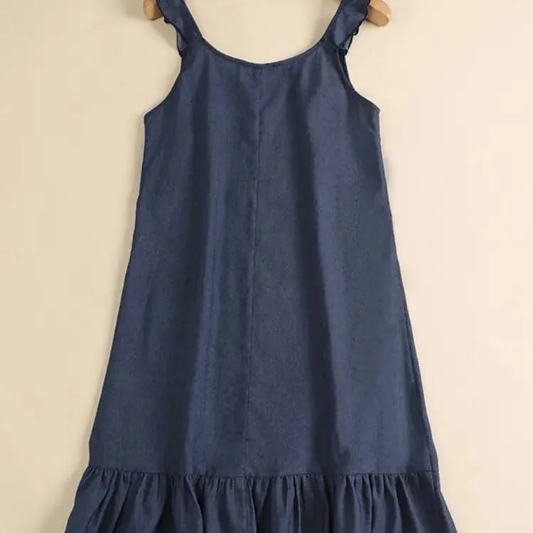 Bohemian Summer Denim Style Sundress 2023 ZANZEA Fashion Women Sleeveless Ruffles Hem Dress Beach Holiday Short Vestido Robes