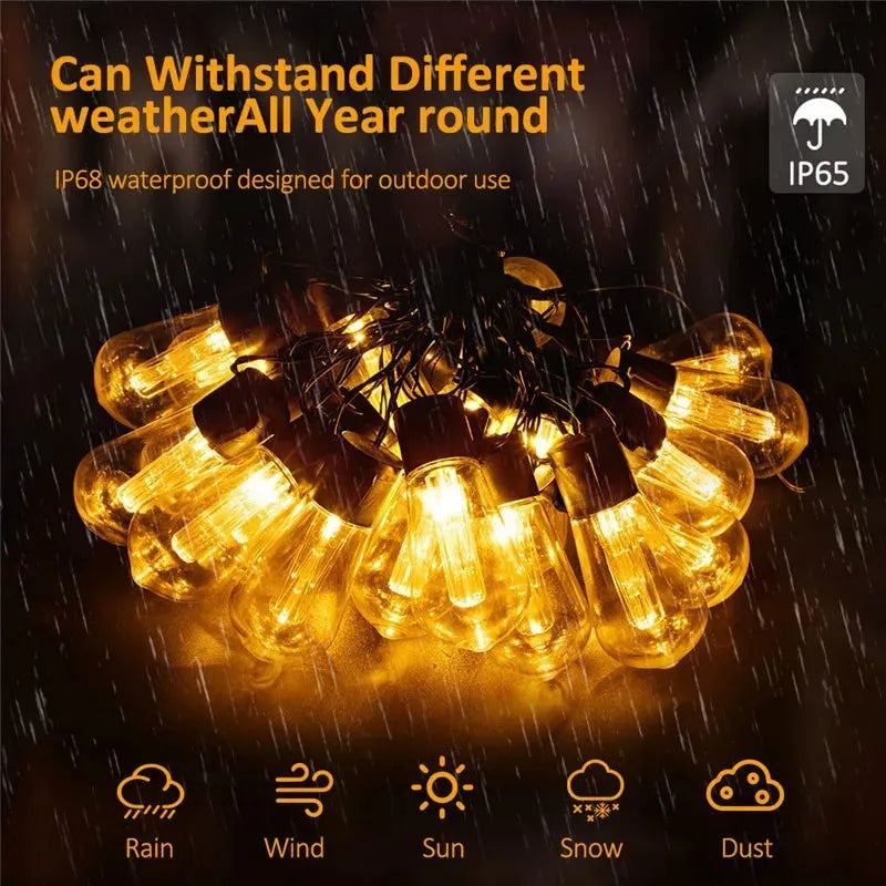 LED Solar Fairy String Lights Outdoor Christmas Decoration Bulb IP65 Waterproof S14 Solar LED Lights Holiday Garland For Garden