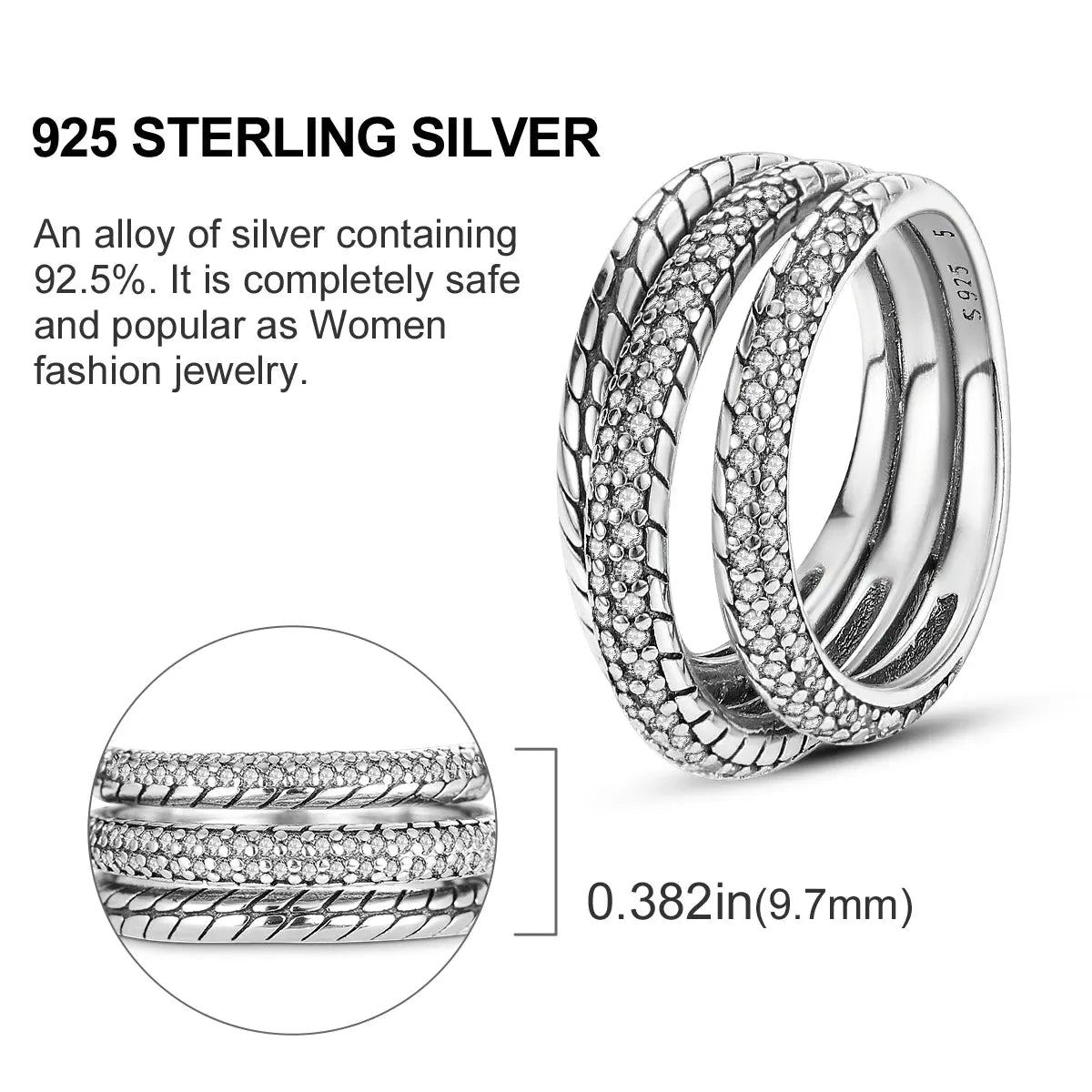 Sterling Silver Cocktail Ring Geometric Cubic Zircon for Women