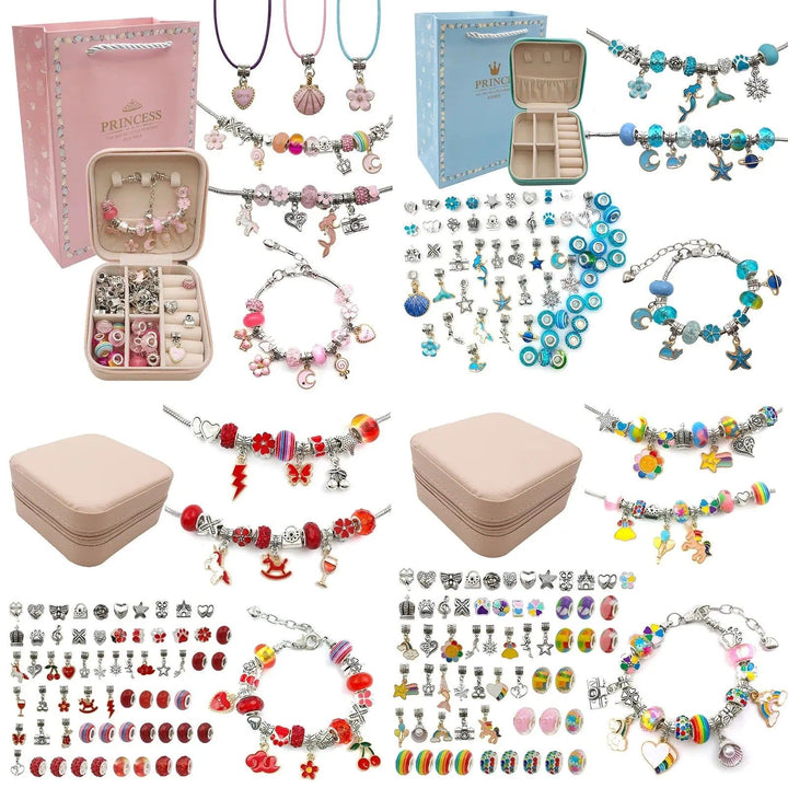 Charm Bracelet Making Kit for Girls,Gift Box 66 Pcs of Jewelry Making Kit