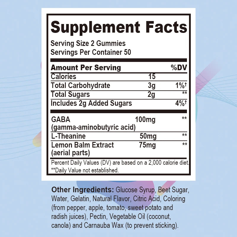 Goodbye Stress Gummies - with GABA, L-Theanine, Lemon Balm - Relieve Stress, Improve Negative Emotions, and Relax