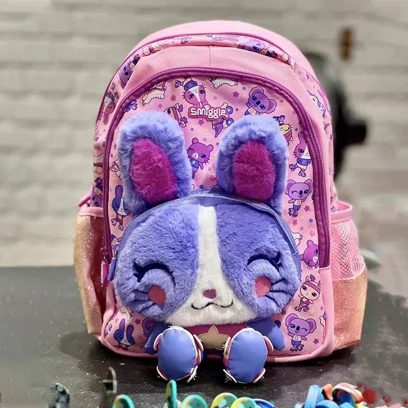 Genuine  Australian Smiggle Backpack With Purple Rabbit Shaped Children'S Stationery, Student Pencil Case, Backpack, Student Gif