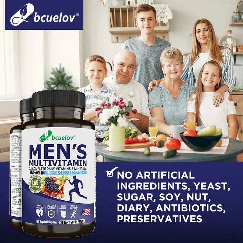 Bcuelov Daily Complete Vitamins & Minerals - Men's Health, Skin & Hair, Stamina Immune System