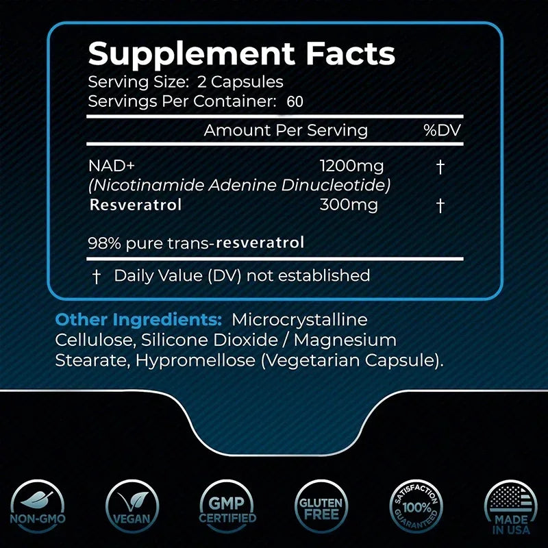 NAD Supplement, 1500mg - Liposomal NAD+ Supplement with Resveratrol, Stamina & Healthy Aging - Strength Capsules