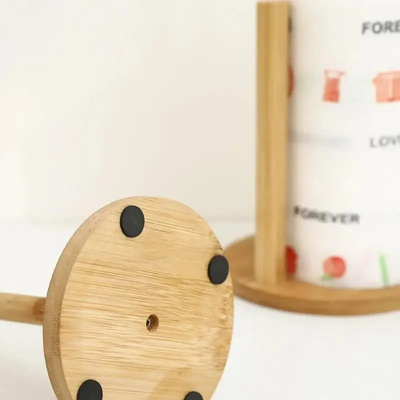 Wooden Roll Paper Towel Holder Bathroom Tissue Vertical Stand Disposable Paper Rack Kitchen Toilet Storage Accessories