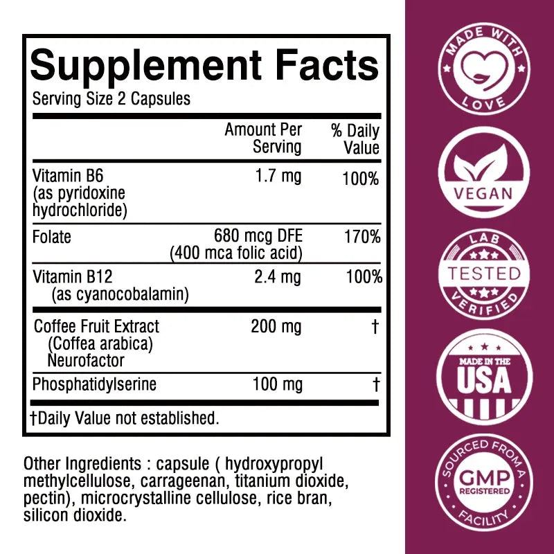 Brain Health Capsules - Brain Supplement To Enhance Memory and Focus, Energy, Cognition and Mental Clarity