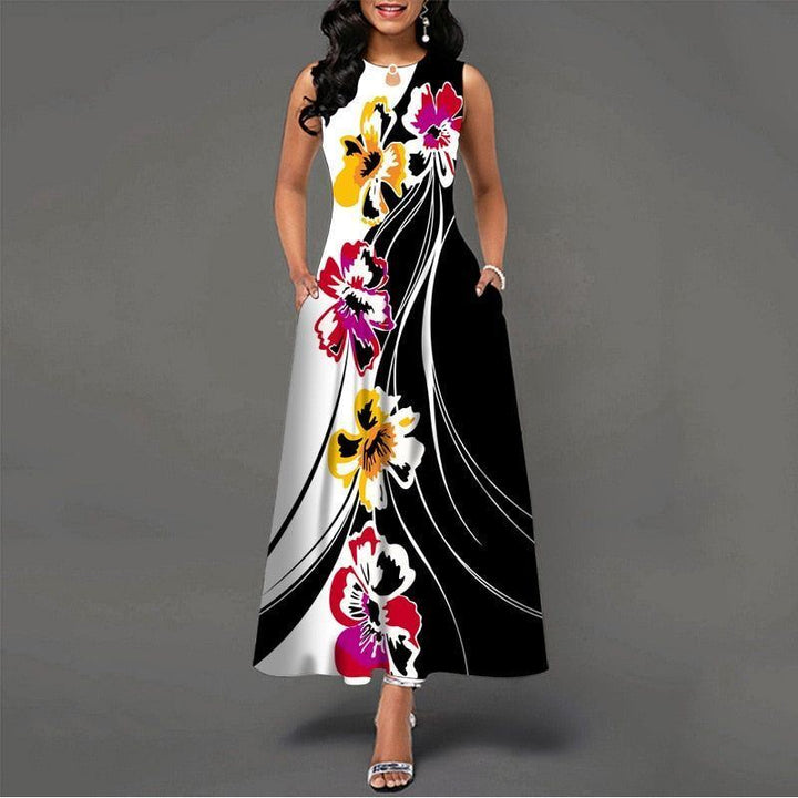 Women New Loose Floral Vintage Hole Ruffles Befree Dress Large Big Summer Camis Party Elegant Maxi Dresses - Jointcorp