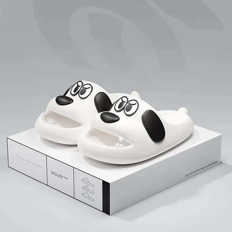 Feslishoet Catroon Dog Thick Slippers Soled Non Slip Slides Bathroom Summer Comfy Shoes Indoor and Outdoor