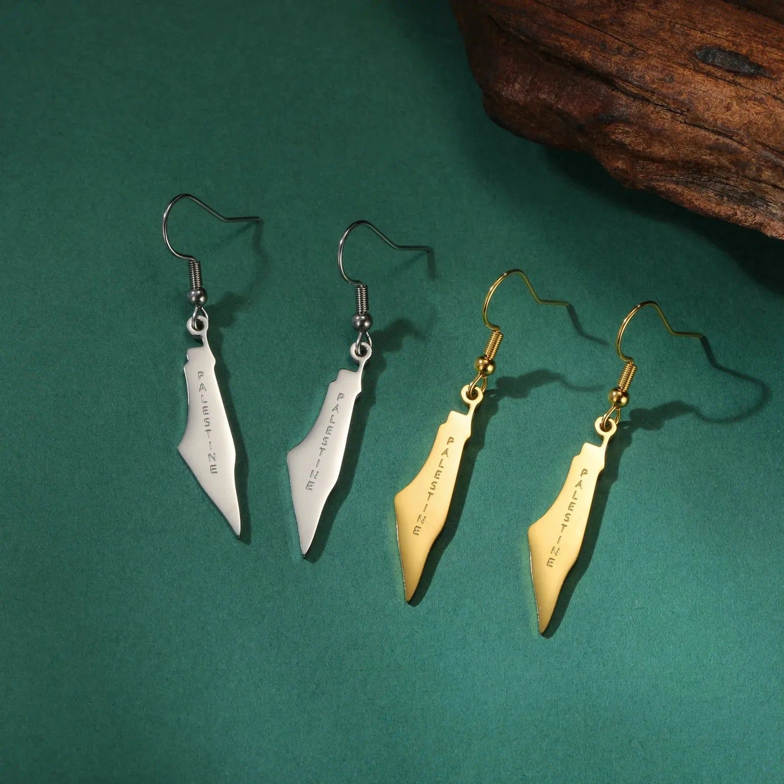 Cazador Stainless Steel Palestine Drop Earrings for Women Girls Gold Color Jewelry Map Dangle Earrings Christmas Gift Wholesale
