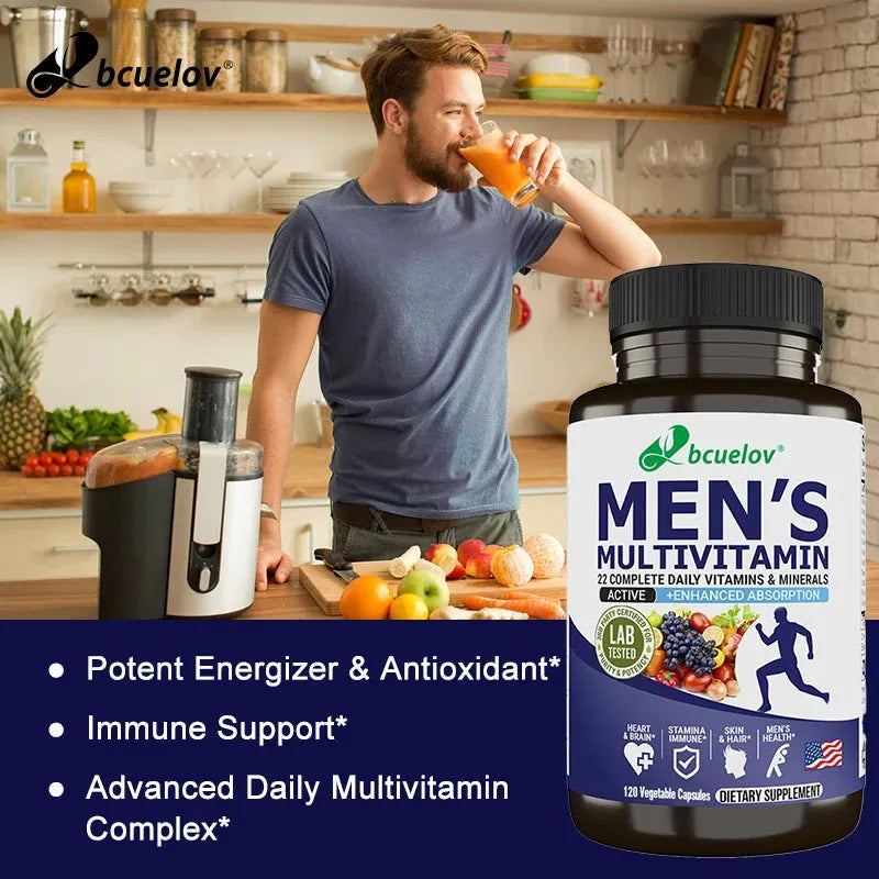 Bcuelov Daily Complete Vitamins & Minerals - Men's Health, Skin & Hair, Stamina Immune System