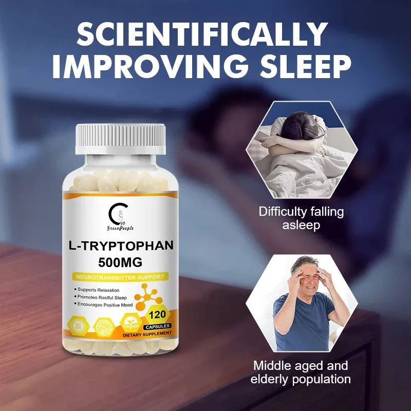 GPGP Greenpeople L-Tryptophan Capsule Antidepressant Adjusting emotions Nervous System Care Help Sleep Pill Anti-Pellagra