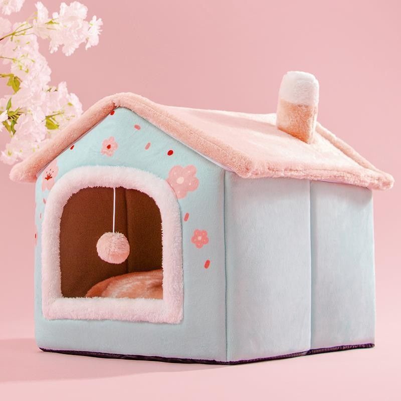 Foldable Cat House Winter Warm Chihuahua Cave Bed Cat Basket for Small Dogs Warm Mat Kennel Puppy House Deep Sleep Pet Supplies