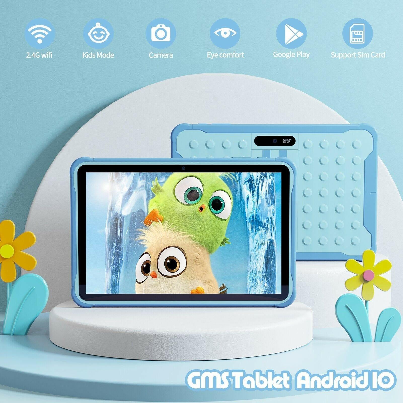 Pritom 10 Inch Kids Tablet Android 10 Go WIFI 3G SIM Phone Call Quad Core Processor 2GB RAM 32GB ROM YouTube with Case