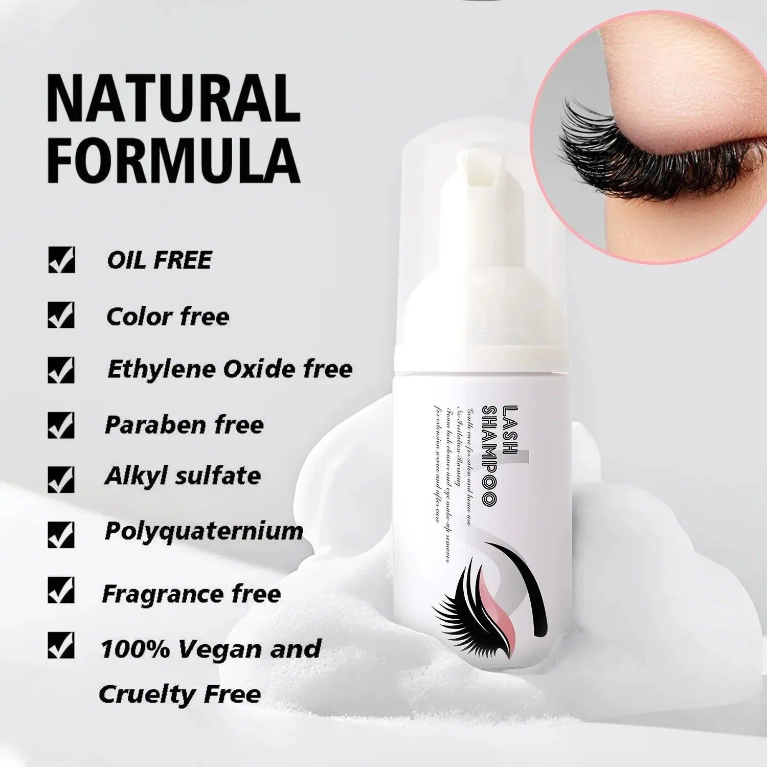 30ML/set Eyelash Extension Shampoo Glue Remover Travel Partable Lash Makeup Foam Cleanser Deep Cleaning Wash Mousse for Women