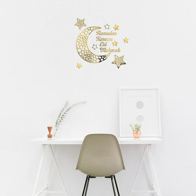 Home Holiday Decoration Mus Ramadan Acrylic Mirror Paste 3D Self-adhesive Wall Paste TV Background Wall