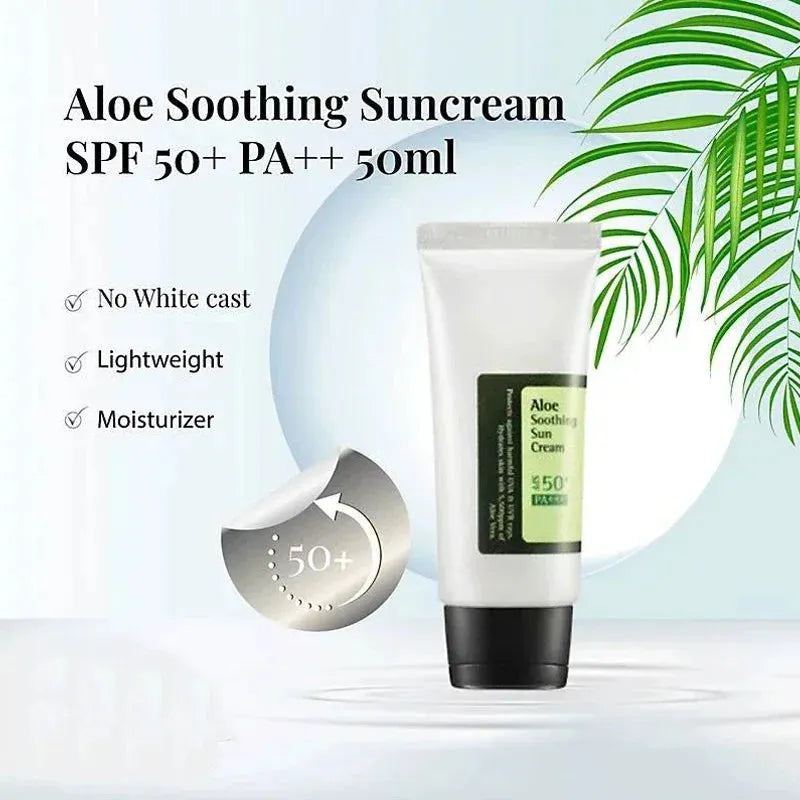 Aloe Soothing Sun Cream SPF50 Sunscreen Whitening Sun Protection UV Isolation Moisturizing Non-Greasy Korea Facial Skincare 50ml