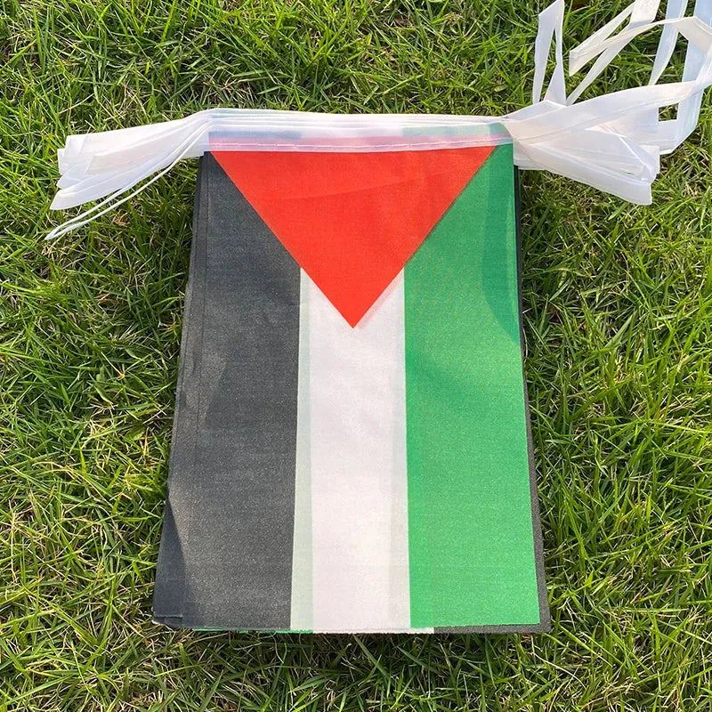 Aerlxemrbrae  20pcs/lot   Palestine  bunting flags 14x21cm  Pennant  Palestine  String Banner Buntings Festival Party Holiday