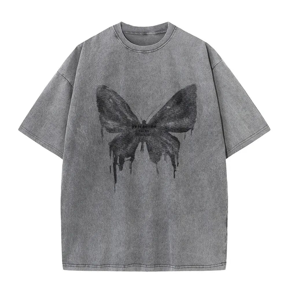 King Billion 240G Cotton Vintage Short-sleeved T-shirt Men Y2K American Retro T Shirt Women Summer Hip Hop Tee Harajuku T-shirts
