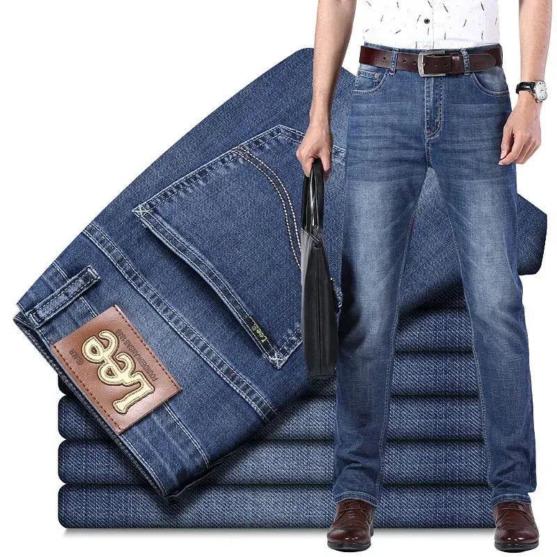 Lee Dexjeans Men's Straight-leg Loose-fit Stretch Business Casual Autumn/winter Thick High-end Denim Long Pants
