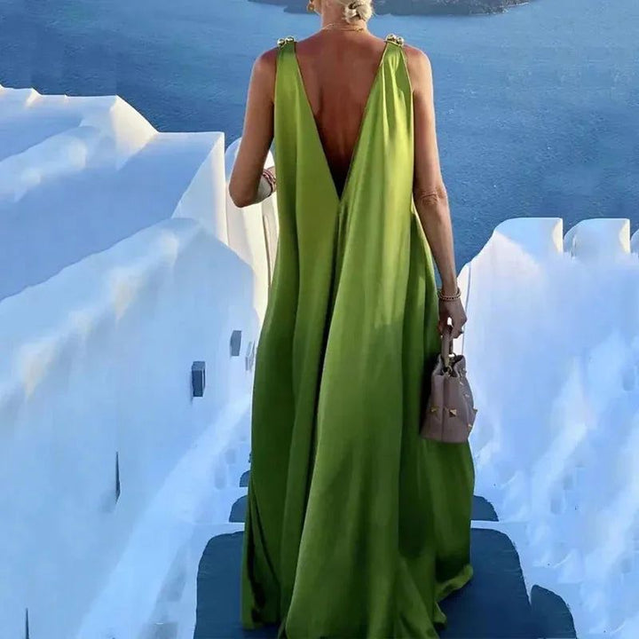 Women Maxi Dress Summer Casual Solid Sleeveless