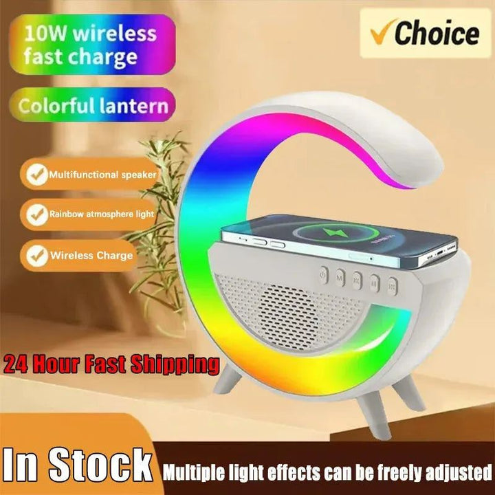 Multifunction Wireless Charger Pad Stand Speaker RGB TF Night Light 15W Fast Charging Station for iPhone Samsung Xiaomi Huawei