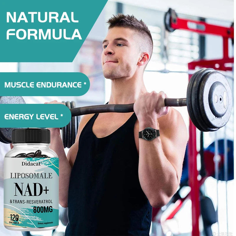 Liposomal NAD+ with Trans-Resveratrol Supplement - High Dose 800mg for Optimal Absorption - Supports Heart, Cell & Muscle Health