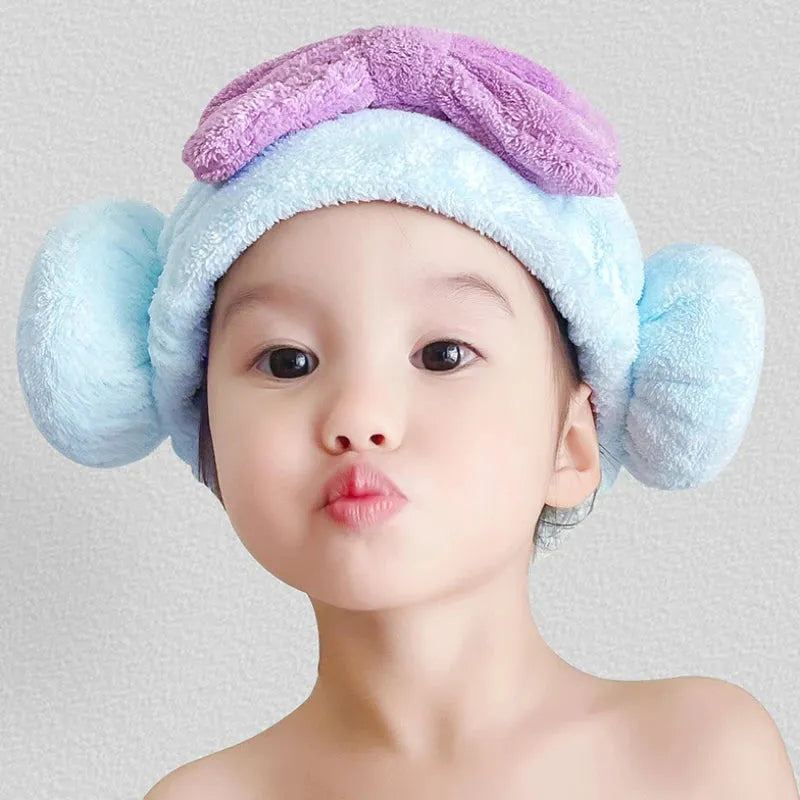 Coral Fleece Quick Hair Drying Bath Towel Shower Cap Spa Bowknot Wrap Towel Hat Cap For Women Bathroom Accessories Bonnets