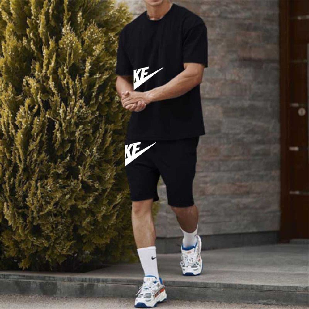 Cotton sports men's short + t-shirt sleeve two-piece set summer fashion - Jointcorp