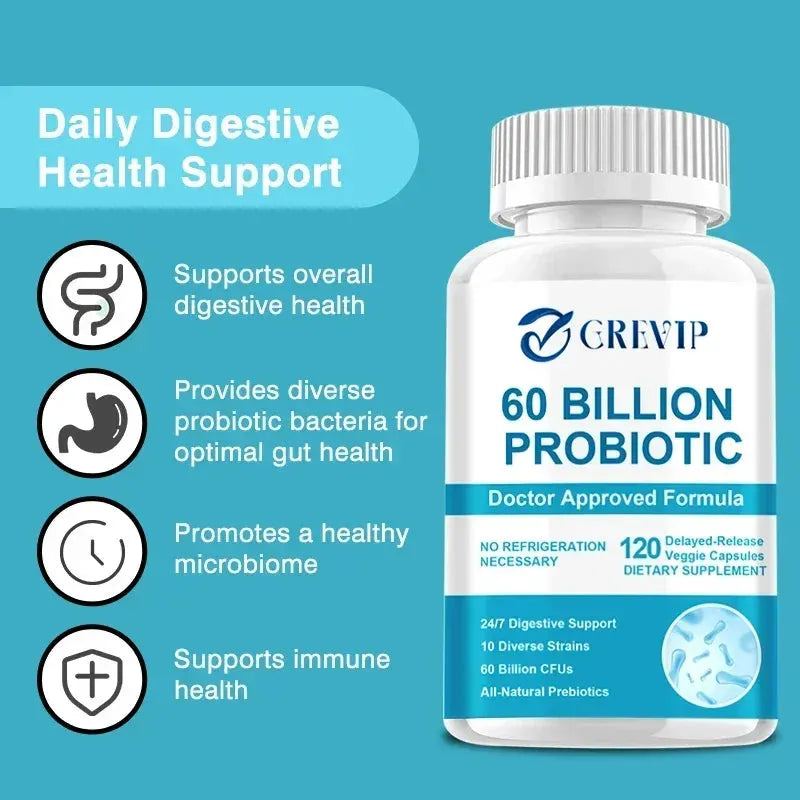 60 Billion Probiotics - Contains Prebiotics and Digestive Enzymes To Promote Healthy Digestion