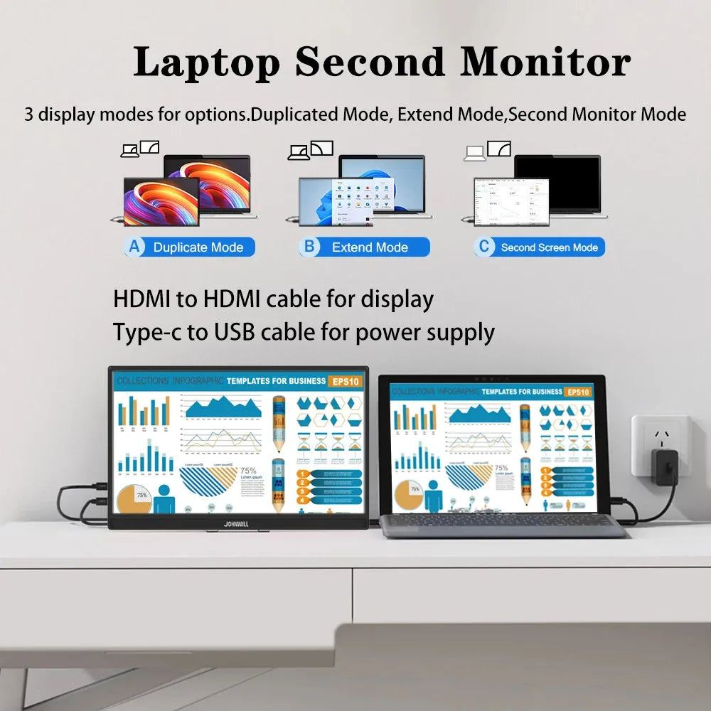 Portable Monitor 14"/16" 1920x1200 IPS Panel 16:10 Touchscreen Travel Display Type-C HDMI Compatible With Laptop Switch Xbox