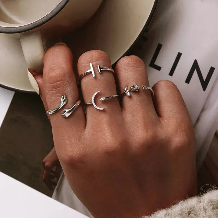 Adjustable Rings Authentic 925 Sterling Silver Stackable Engagement Zircon Open Size Rings For Women Female Original Jewelry