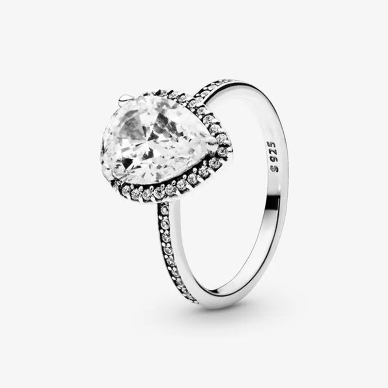 Sterling Silver Cocktail Ring Geometric Cubic Zircon for Women