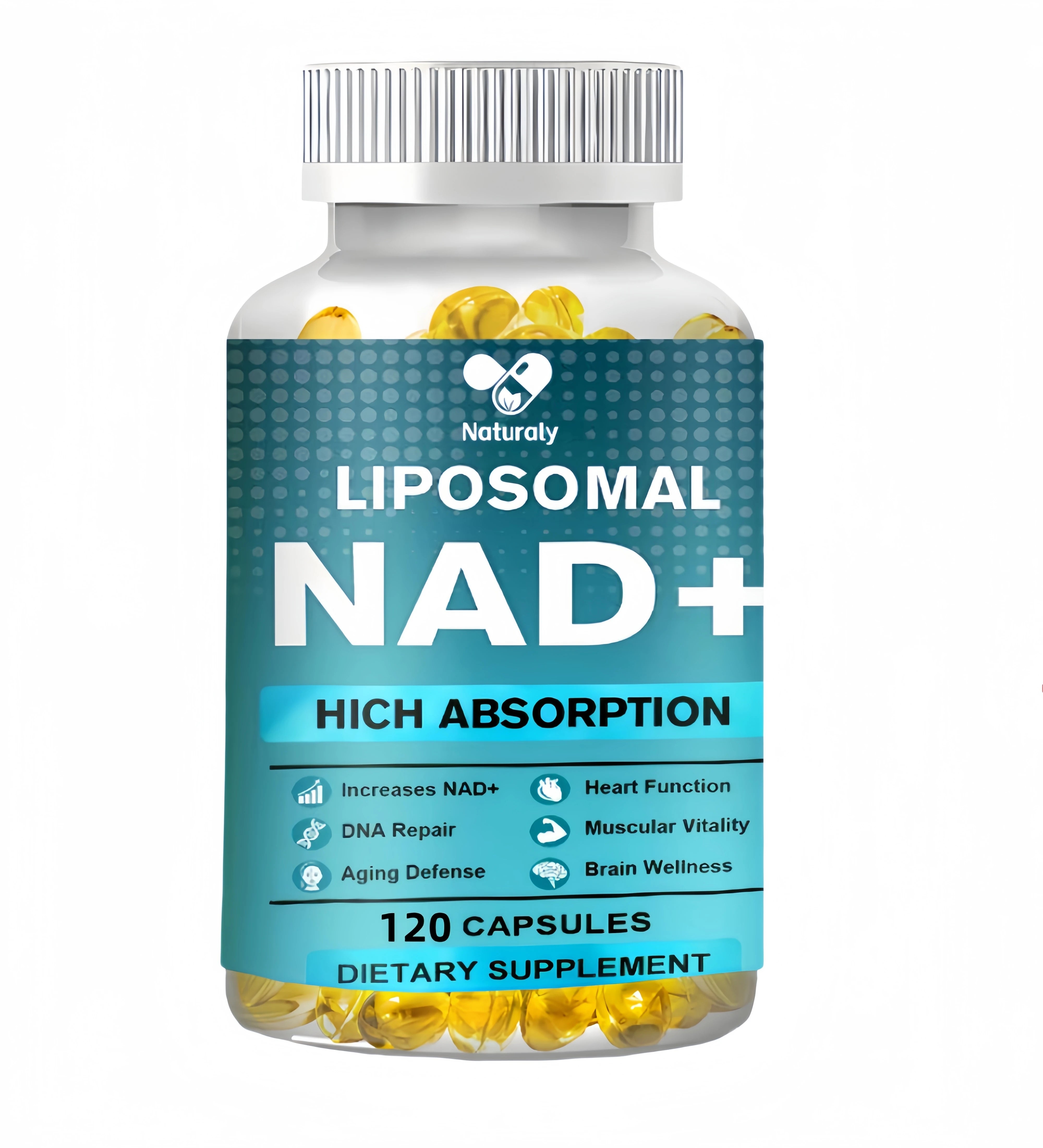 NAD Supplement, Liposomal NAD+ supplement - Aging Defense, Cellular Energy, Heart & Brain Function,Longevity, 120 Capsules