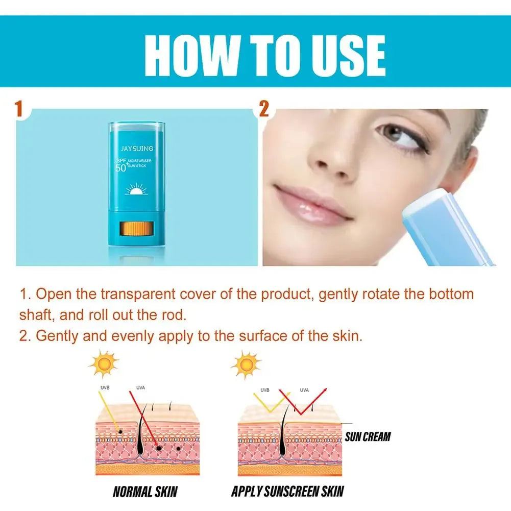 Moisturizing Sunscreen Stick Waterproof UV Protective Sun Cream Brightening Non-sticky Makeup Lightweight For All Skin Types