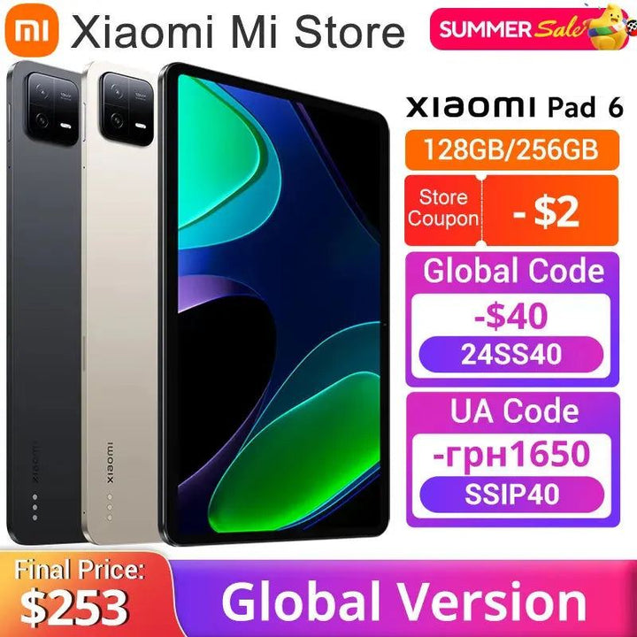 Global Version Xiaomi Pad 6 Snapdragon® 870 Tablet 33W Fast Charging 13MP Camera 8840mAh 144Hz 11" WQHD+Eye Care Display