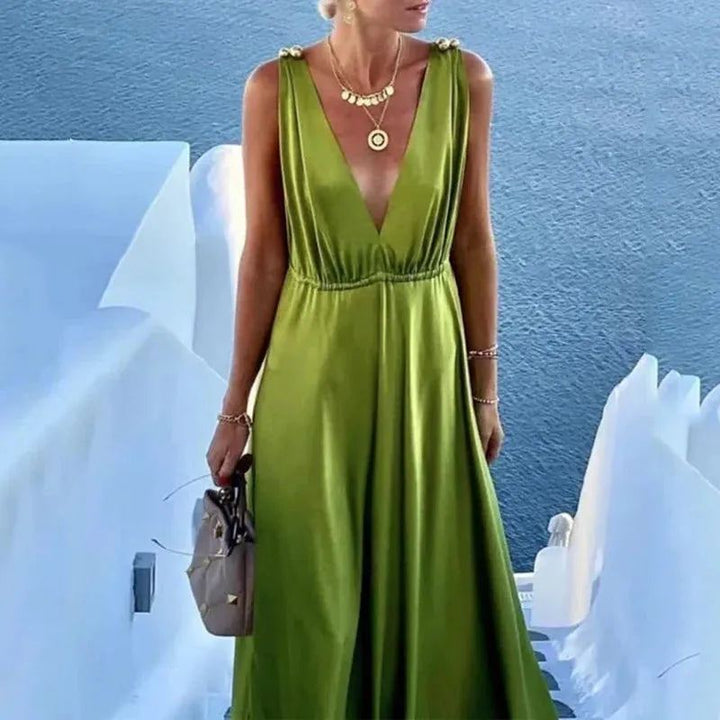 Women Maxi Dress Summer Casual Solid Sleeveless