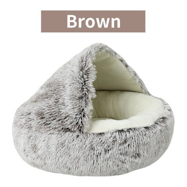 Plush Round Cat Bed Pet Mattress Warm Soft Comfortable Basket Cat Dog 2 in 1 Sleeping Bag Nest for Small Dogs - Jointcorp