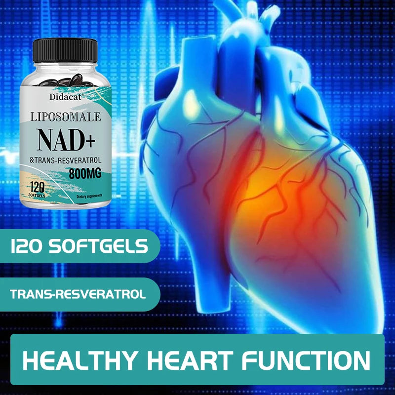 Liposomal NAD+ with Trans-Resveratrol Supplement - High Dose 800mg for Optimal Absorption - Supports Heart, Cell & Muscle Health