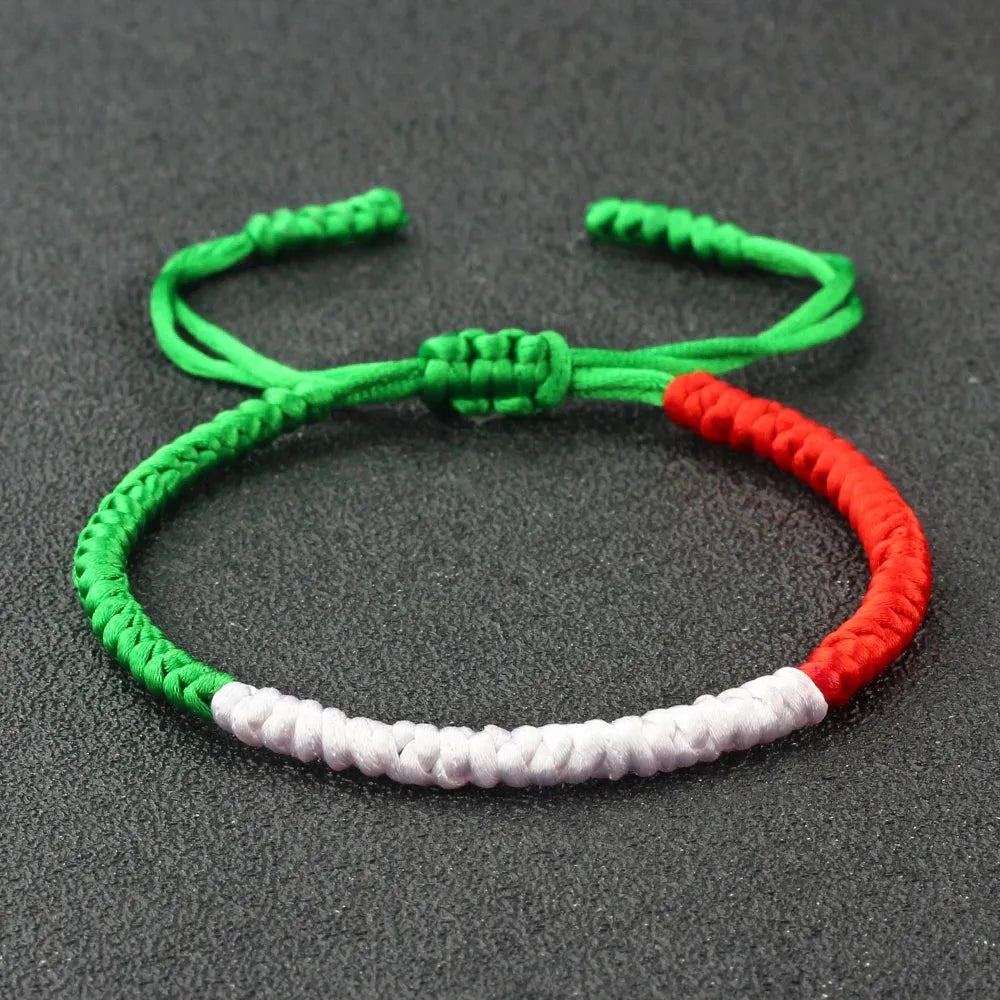 Palestine Flag Color Braided Rope Bracelet Middle Eastern Countries Mixed Colors Adjustable Bracelet Patriotic Jewelry Women Men