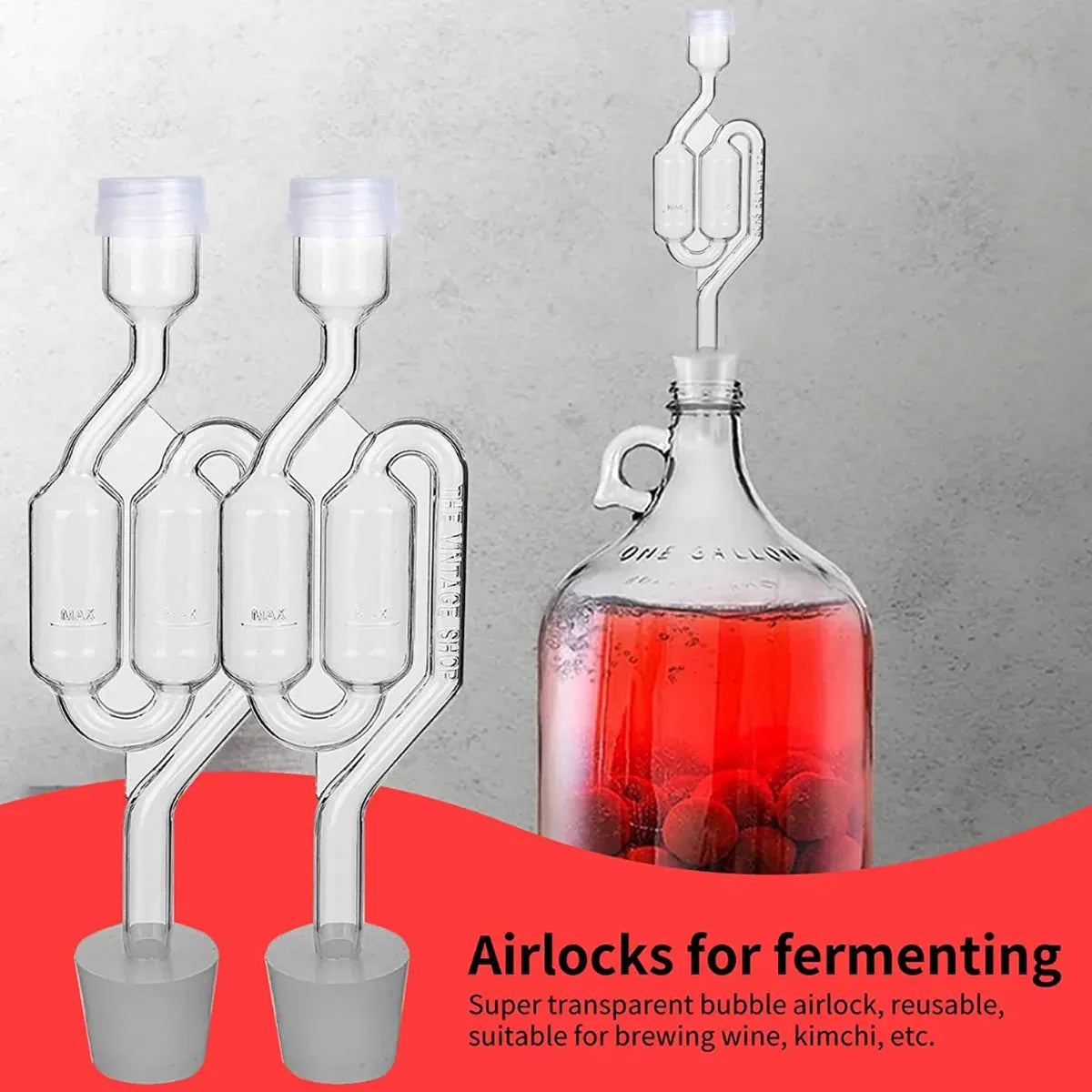 Home Brew Fermentation Airlock with Silicone Stoppers Plug Airlock Seal Valve Rubber Fermentation Beer Brewing Wine Making Tools