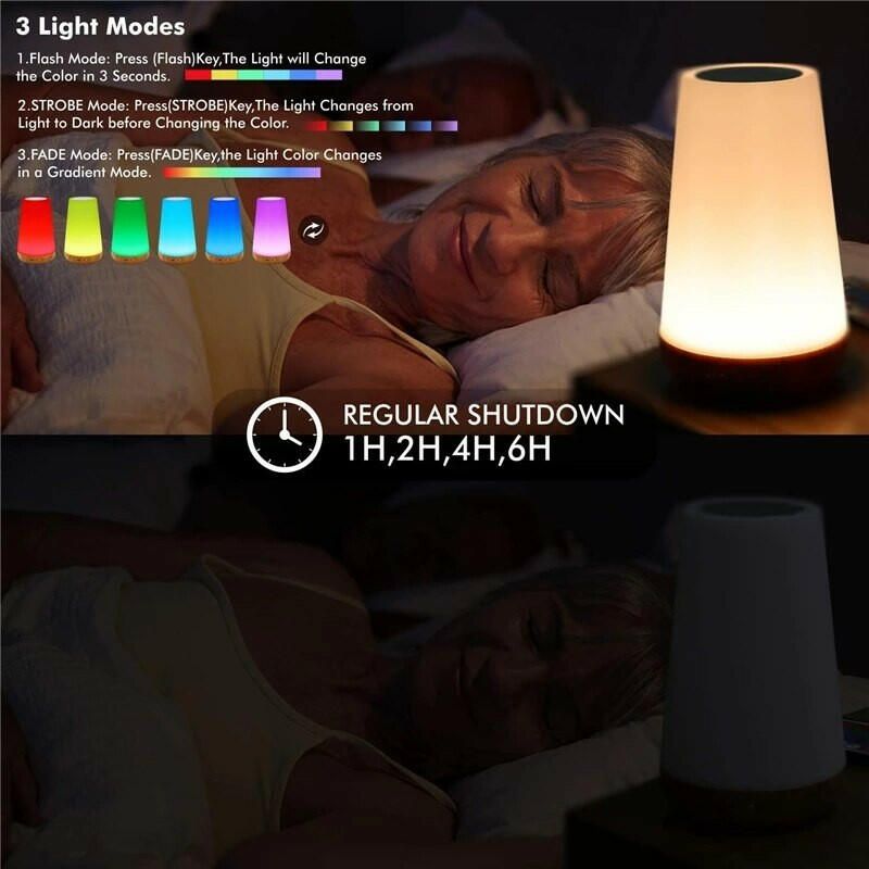 Table Lamp Bedside Lamp For Bedroom 13 Color Changing Touch Night Light RGB Remote Dimmable USB Rechargeable Portable Room Light