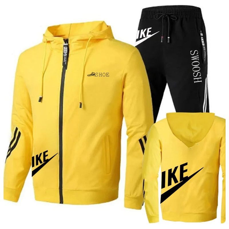 Men's two-piece set + sweatpants, printed brand zipper - Jointcorp