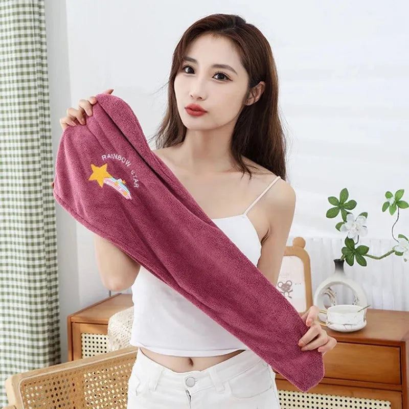 Magic Microfiber Shower Cap Embroidery Towel Bath Hats Dry Hair Cap Quick Drying Soft for Lady Turban Head