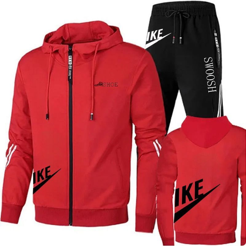 Men's two-piece set + sweatpants, printed brand zipper - Jointcorp